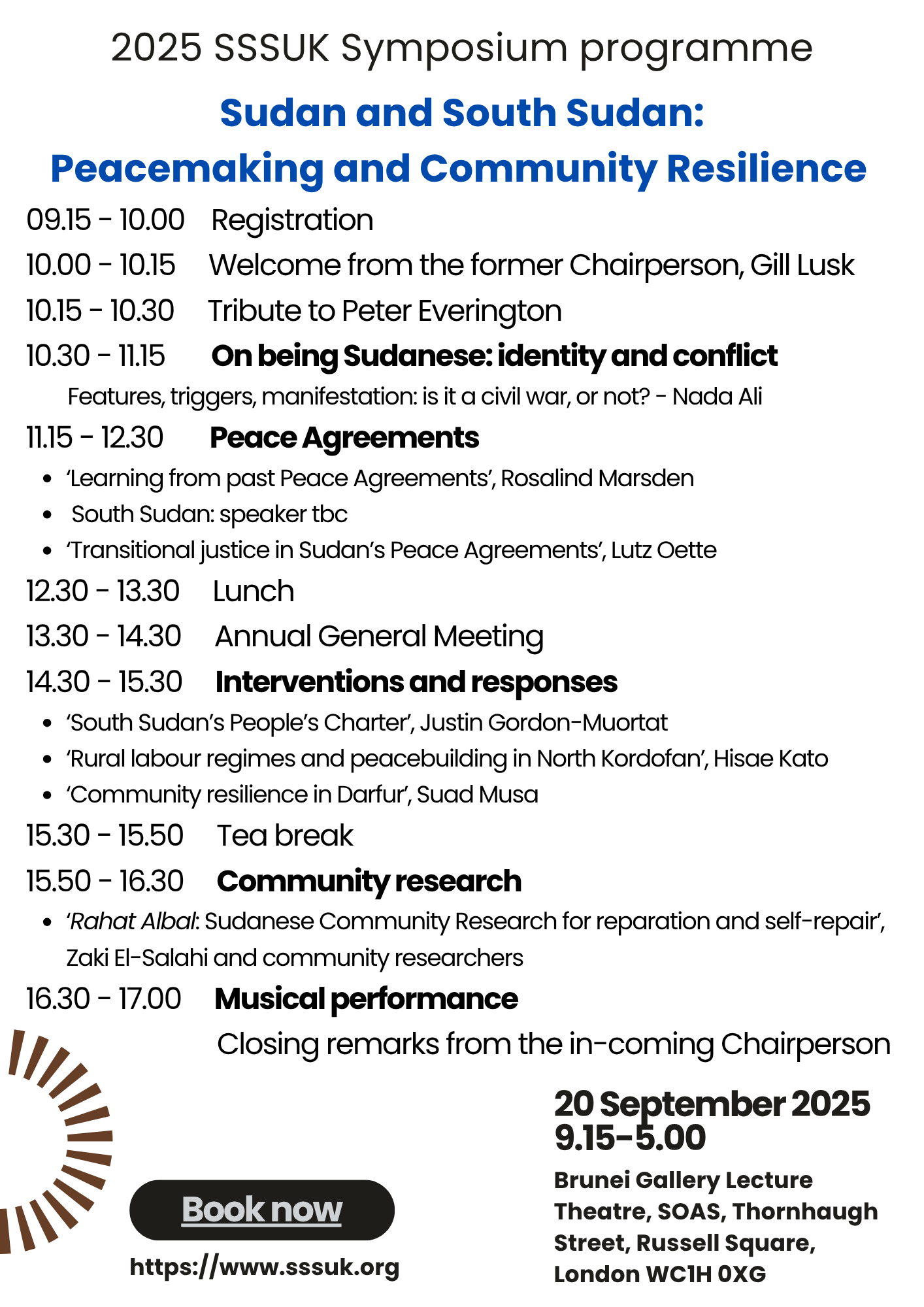 Flyer for the 2025 SSSUK Symposium